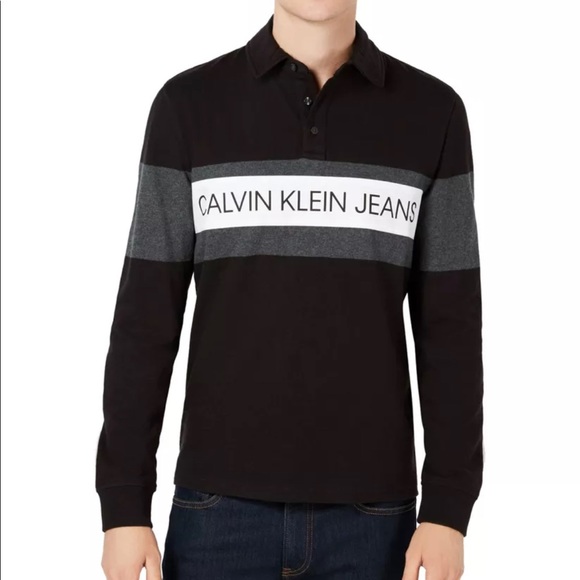 Calvin Klein Colorblocked Black Polo Shirt XXL - Picture 1 of 12